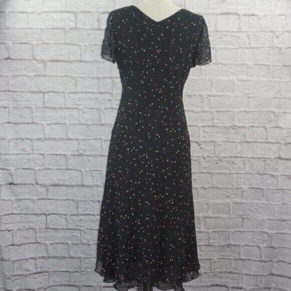 Vintage 90s Silk Rainbow Polkadot Dress 4 - Picture 3 of 9